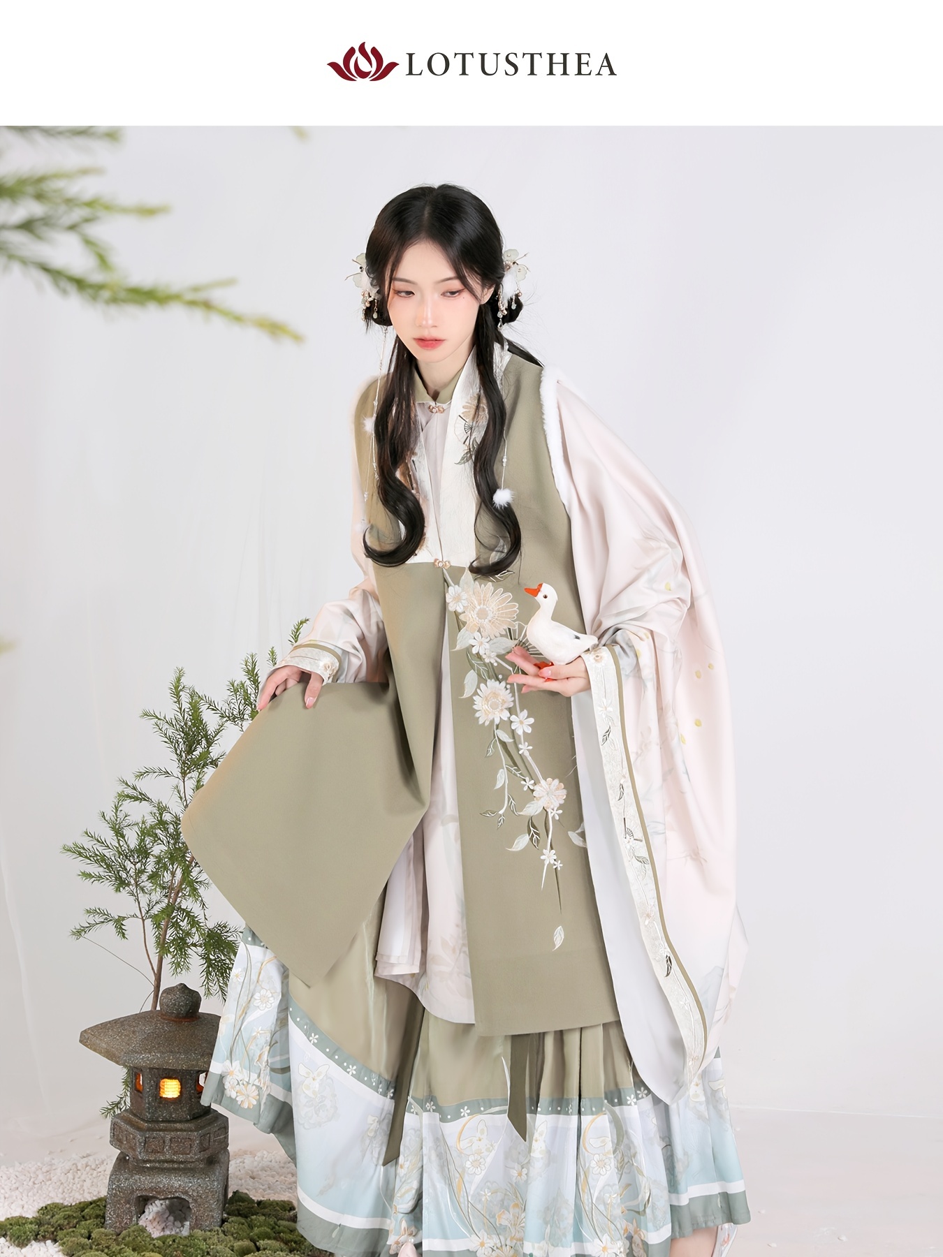 Chrysanthemum Graphic Long Top Mamianqun Skirt Hanfu - Temu