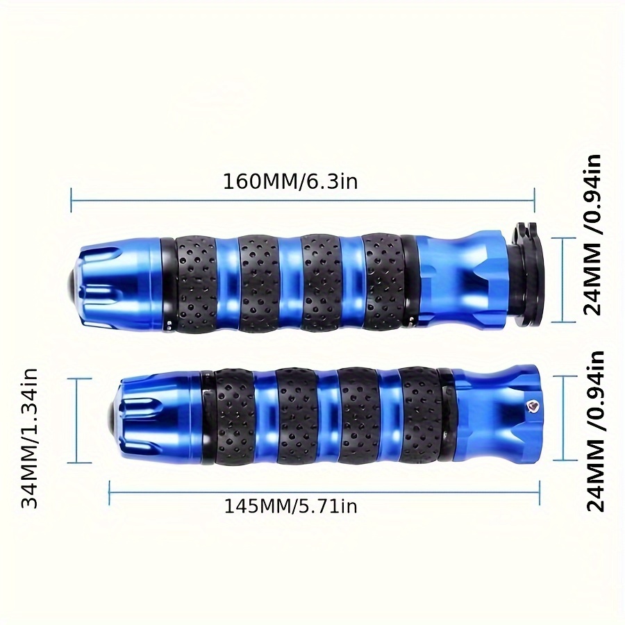 1 paire de poignées de guidon de moto en caoutchouc universel 22mm 7/8  Nouveau (bleu