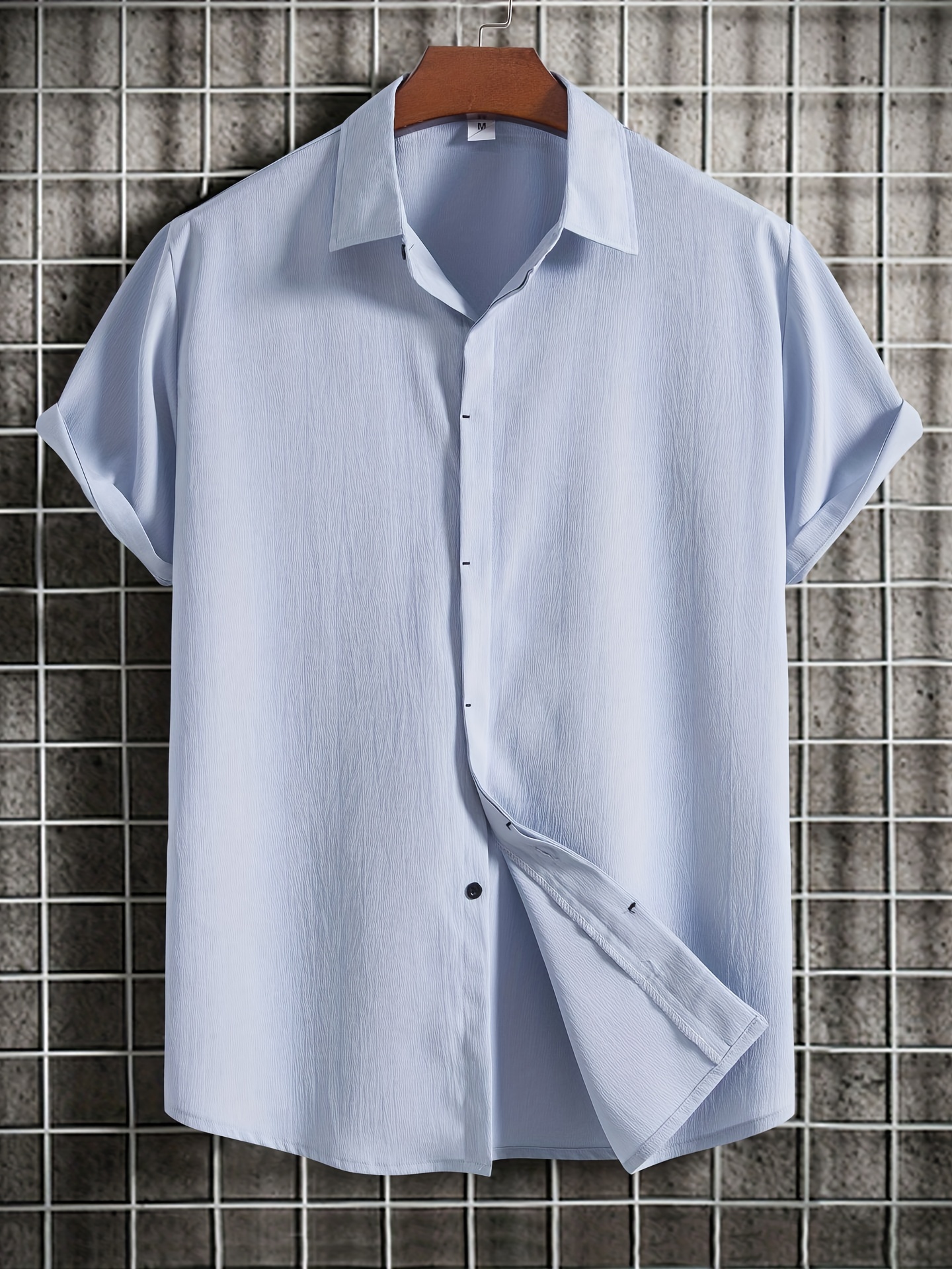 Solid Color Men's Casual Short Sleeve Shirt Men's Shirt - Temu