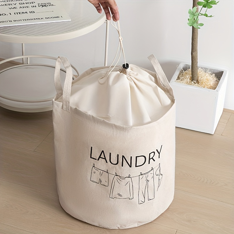 Freestanding Laundry Basket With Drawstring Collapsible - Temu