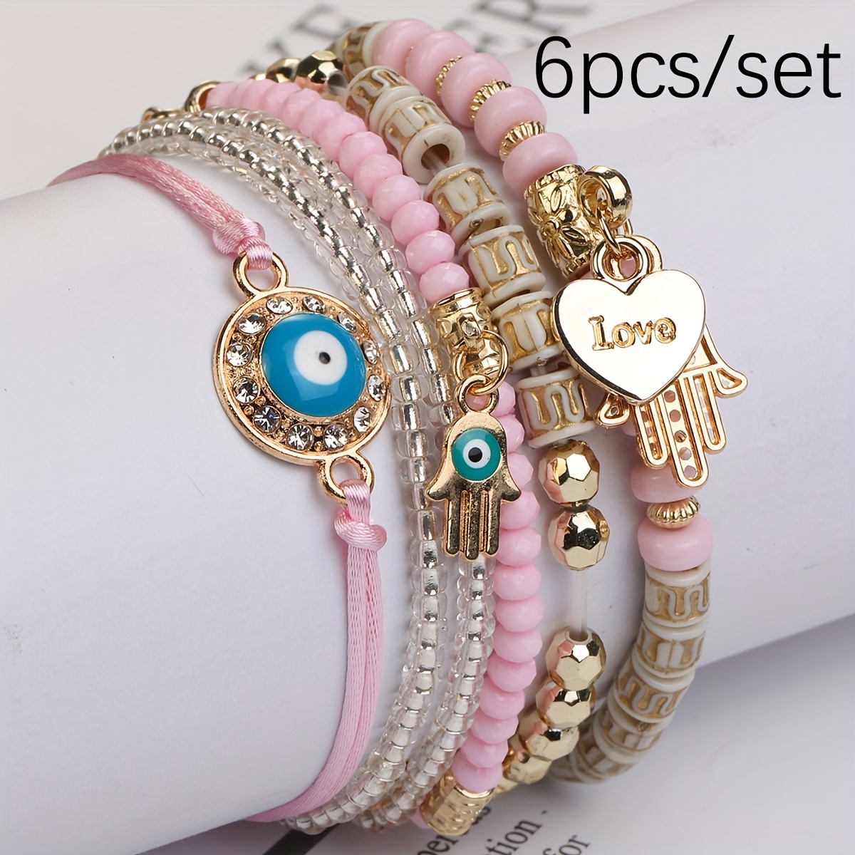 6 Pcs Multilayer Boho Beaded Bracelet Set for Men and Women