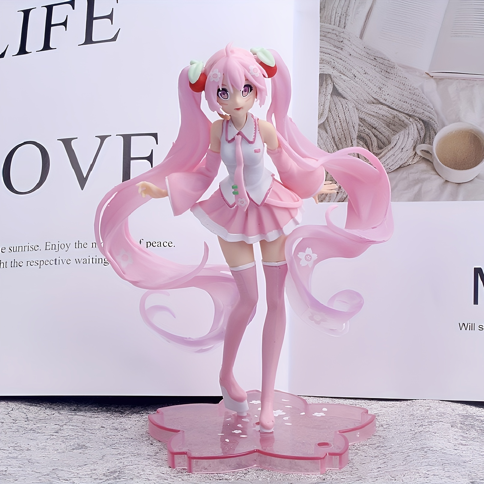 20cm Pink Cherry Hatsune Miku Figura Anime Kawaii Bonecas