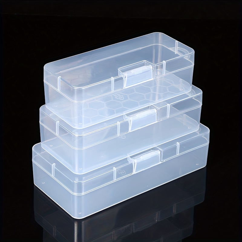Clear Rectangle Plastic Boxes With Hinged Lids - Perfect For Crafts, Powder  Puffs, False Eyelashes, And Jewelry Storage - Temu Italy