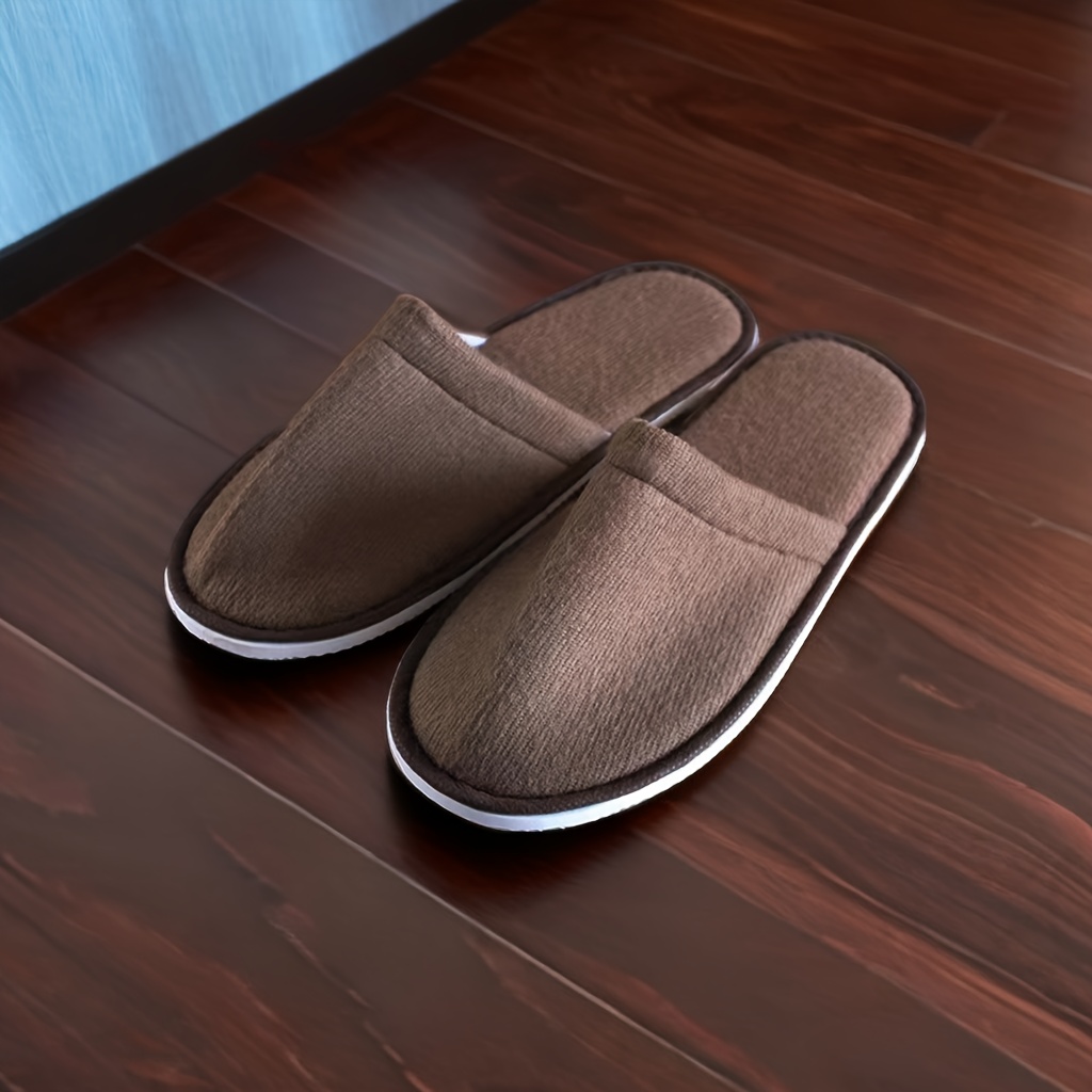 [Popular Choice] 1 Pair Men's Casual Slippers - Solid Color, All-Season Indoor Shoes with Round Toe, faux-Suede Upper, EVA Sole, Non-Slip Slip-On Design for Hotel and Home Use