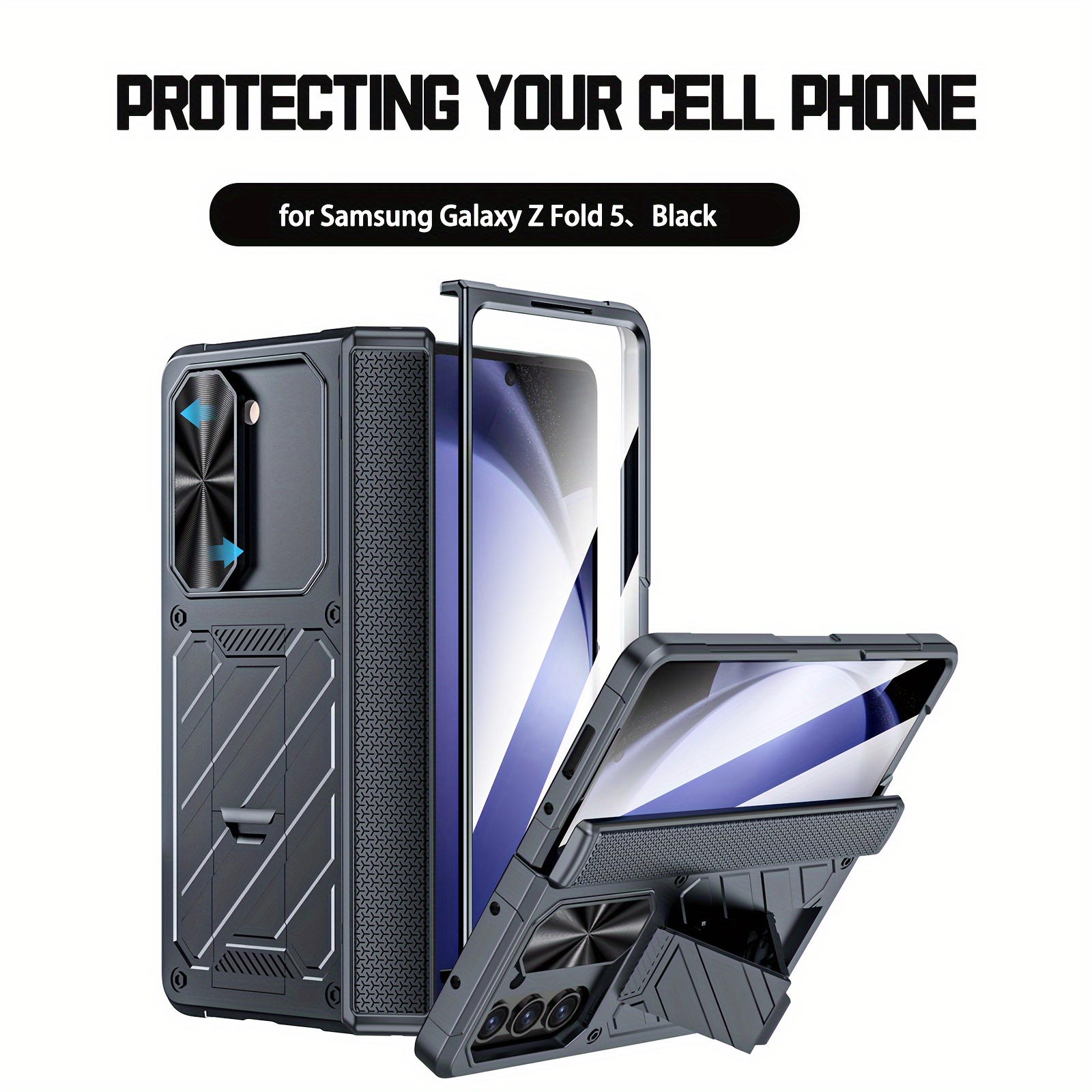 Funda para Galaxy Z Fold 5 con protector de pantalla, [con protección de  bisagra] Carcasa rígida de PC Z Fold 5 con funda para cámara, a prueba de