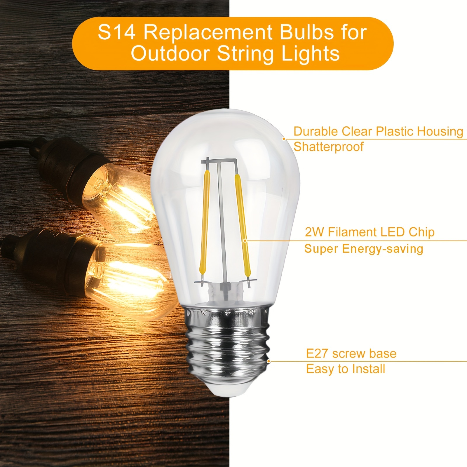 Bombilla LED E12 de 60 W equivalente a la base de candelabro B11,  regulable, filamento transparente, estilo vintage, 2700 K, luz blanca  cálida