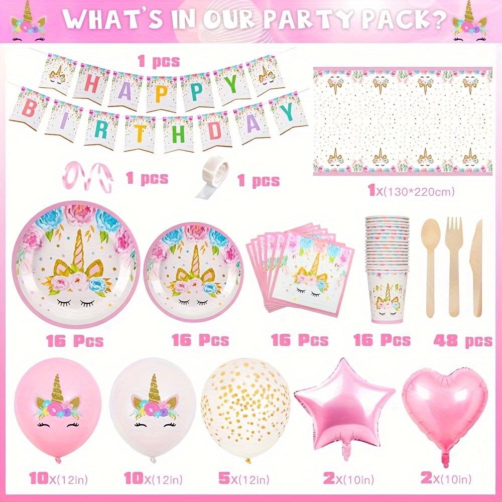 Birthday Party Decoration Girls,TOLOYE Pink Unicorn Birthday