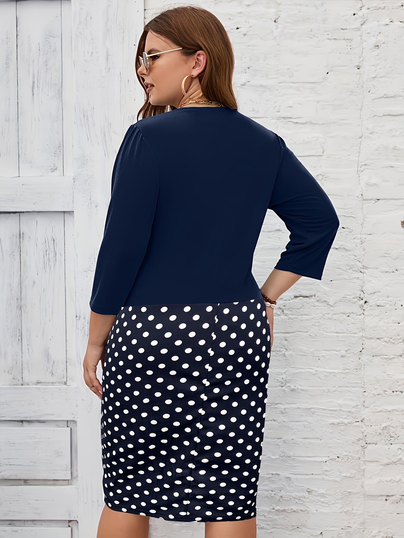 Navy blue polka clearance dot skirt plus size