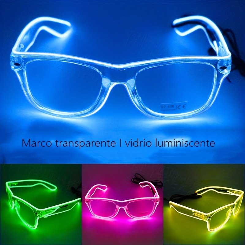 Alasum Gafas brillantes gafas cosplay neón rave gafas LED Visera Gafas  futuristas gafas futuristas gafas futuristas gafas de fiesta de plástico  Ropa