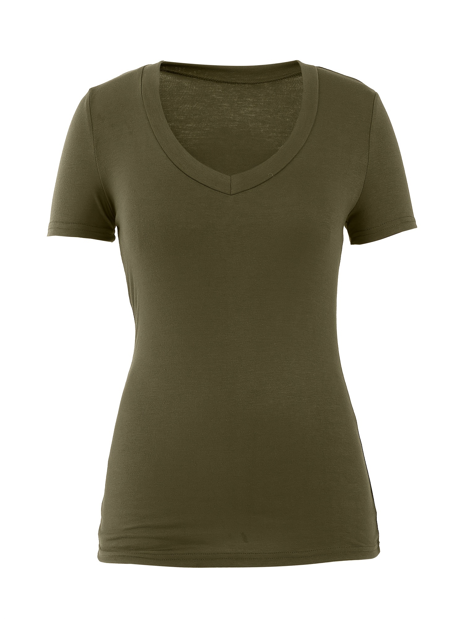 womens army green v neck t shirt