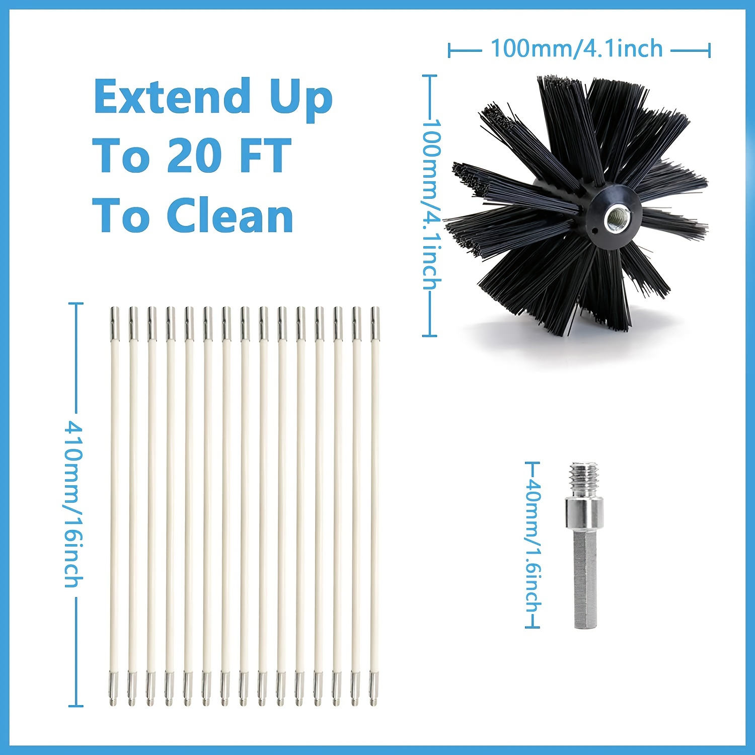 Dryer Duct Cleaning Kit Dryer Lint Remover Brush Sweep Kit, Extends Up To  12 Feet, 9 Rods+1 Brush Head, Use With or Without Power Drill