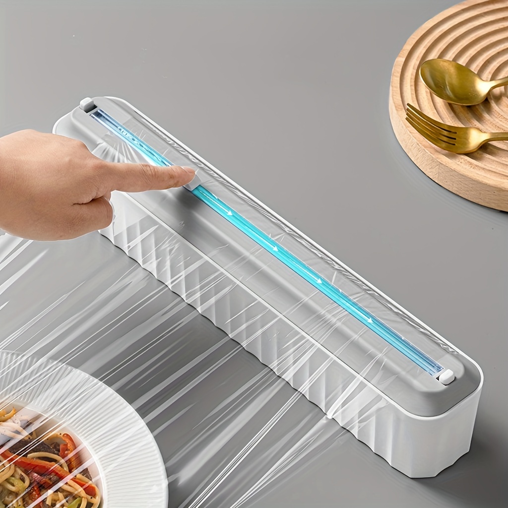 Refillable Magnetic Plastic Wrap Dispenser with Slide Cutter,cling