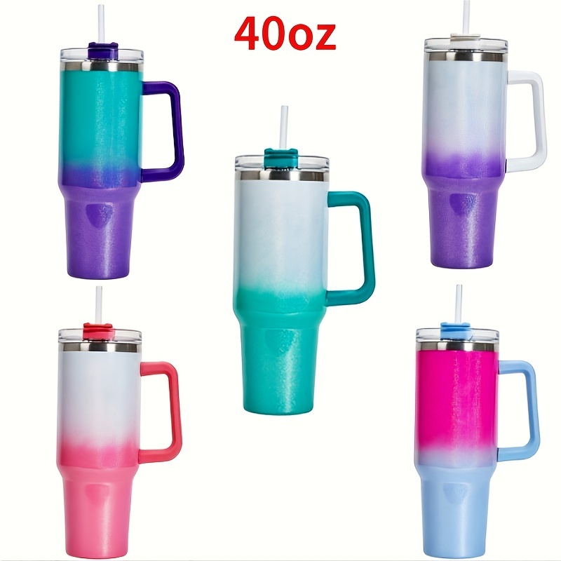 Solid Color Tumbler With Lid, Stainless Steel Thermal Water Bottle With  Handle, Portable Drinking Cups, Stanley Car Cups, For Car, Home, Office,  Summer Drinkware, Travel Accessories, Birthday Gifts - Temu