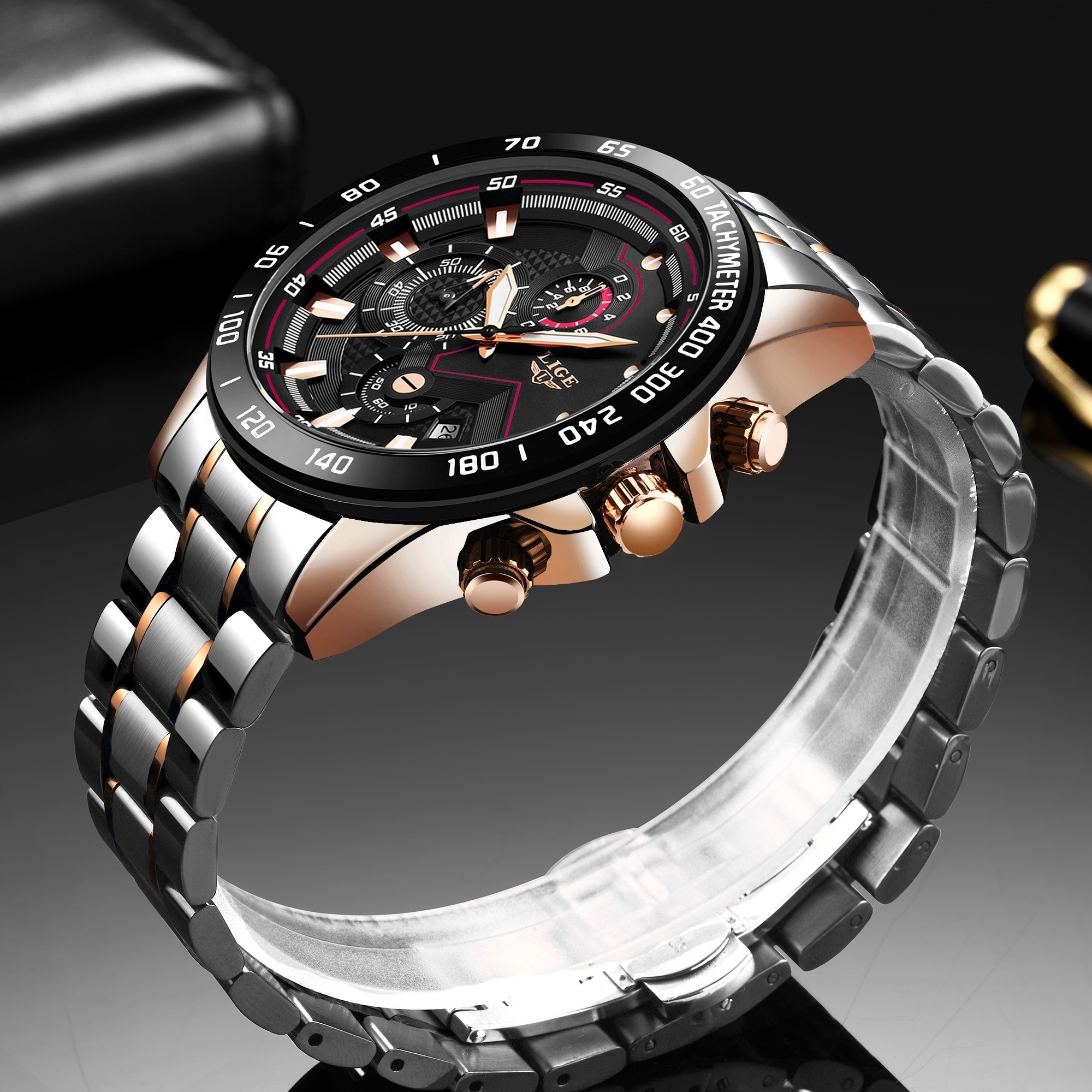 2023 New Fashion Mens Watches Stainless Steel Top Brand Luxury Sport  Chronograph Quartz WithWatch For Men Relogio Masculino