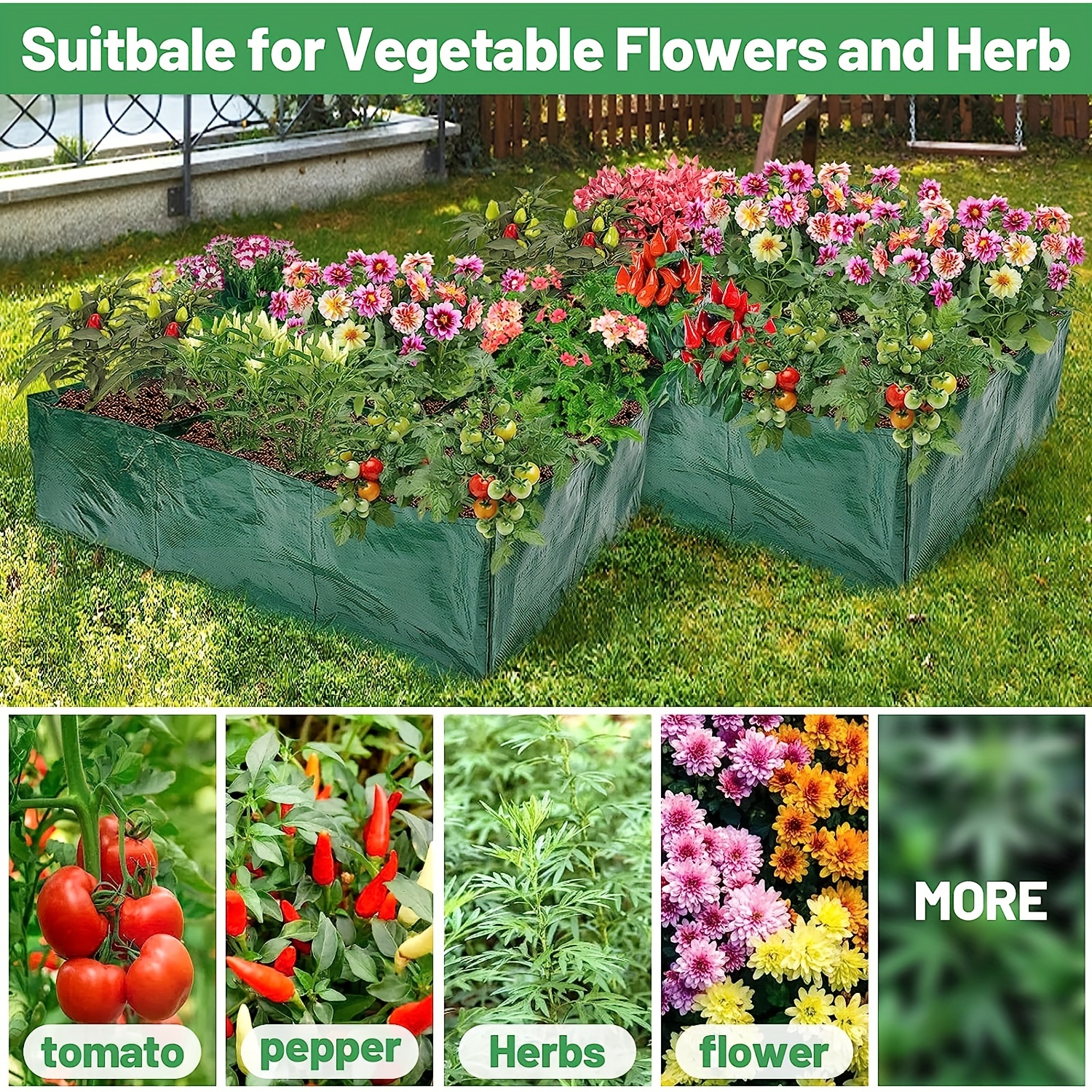 35 Gallon Raised Garden Beds Large Fabric Planting Bags Pe - Temu