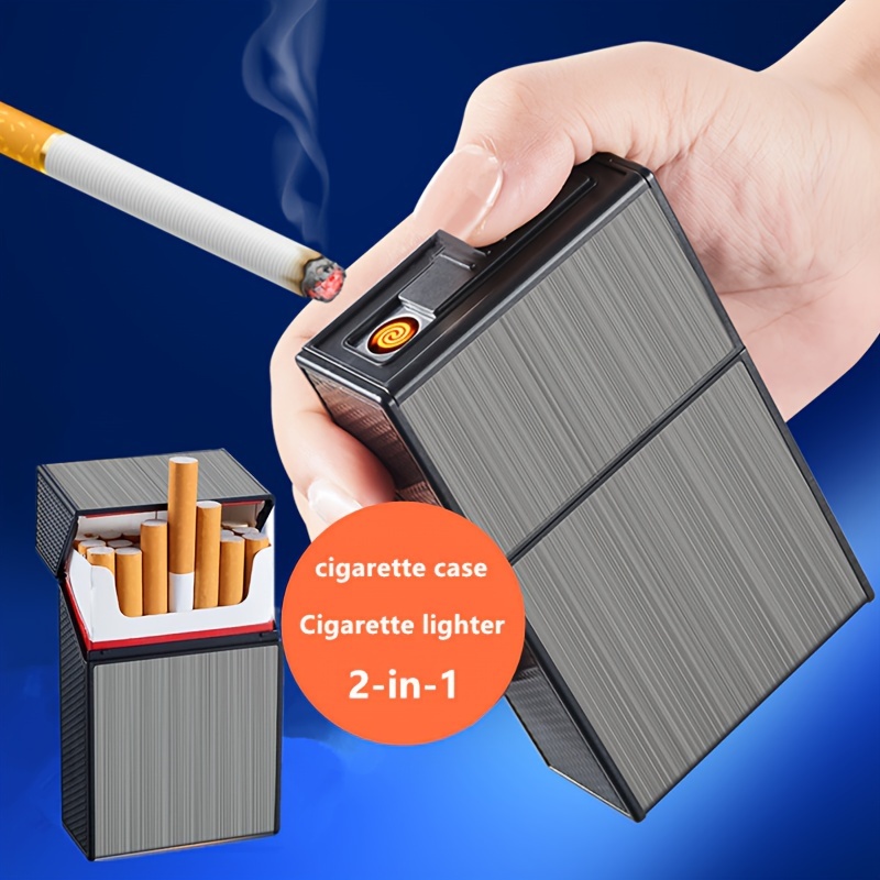  SOMGEM Cigarette Case 20pcs King Size for Women Men, Waterproof  Cigarette Holders with Rechargeable Lighter, Airtight Pocket Box Container  for Outdoor Camping Hiking : Health & Household