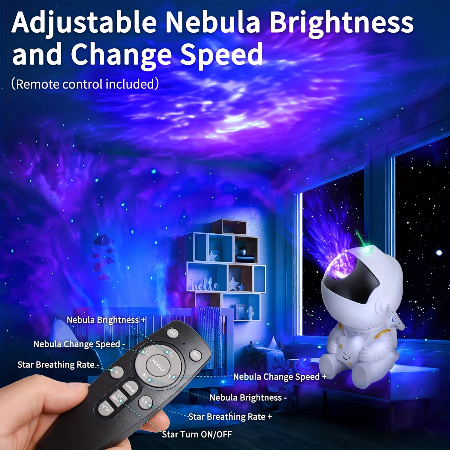 Remote Control Timing Led Nebula Night Light Star Projector - Temu