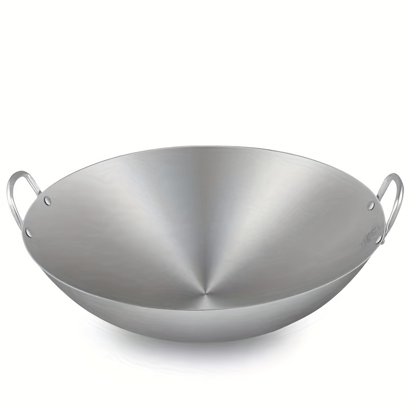 

1pc, Thickened Stainless Steel Wok, For Gas Stovetop And Induction Cooker, Kitchen Utensils, Kitchen Gadgets, Kitchen Accessories, Home Kitchen Items 11.81''/13.39''/14.96''
