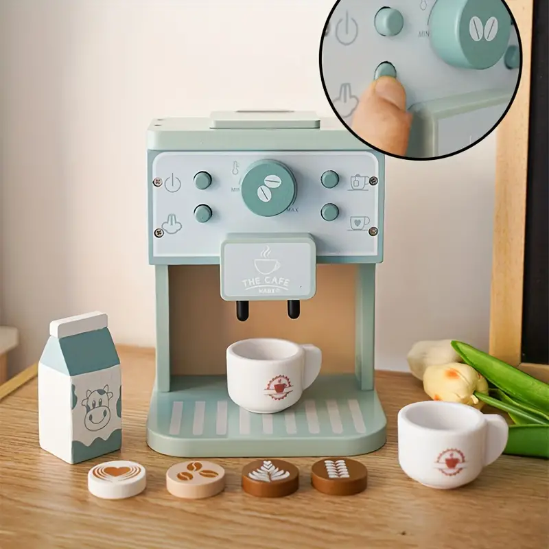 Wooden Simulation Coffee Machine Parent child Interactive - Temu