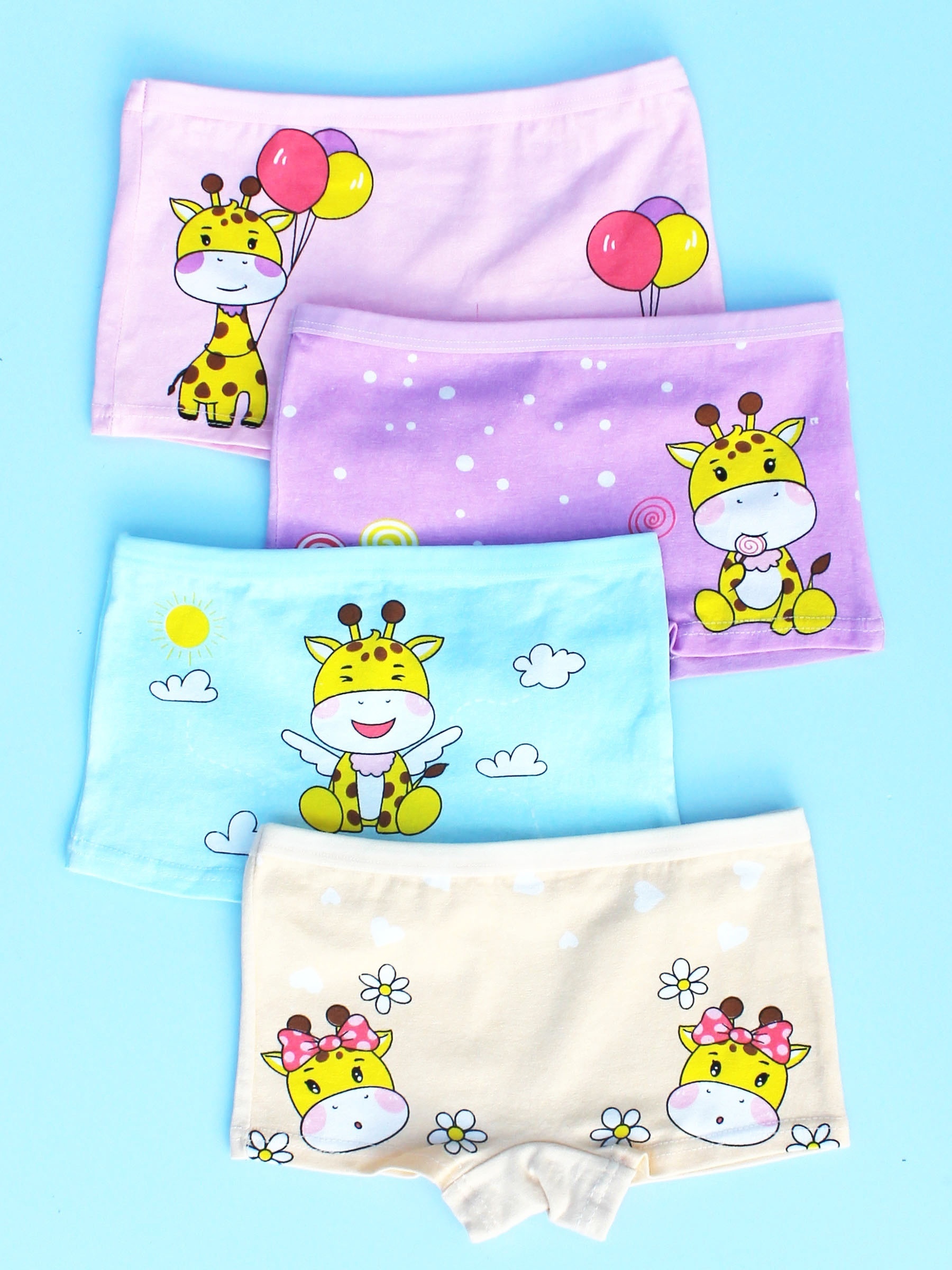 4pcs Cute Princess Print Girls Panties, Kids Cotton Breathable Comfortable  Boxer Briefs, Children's Underwears
