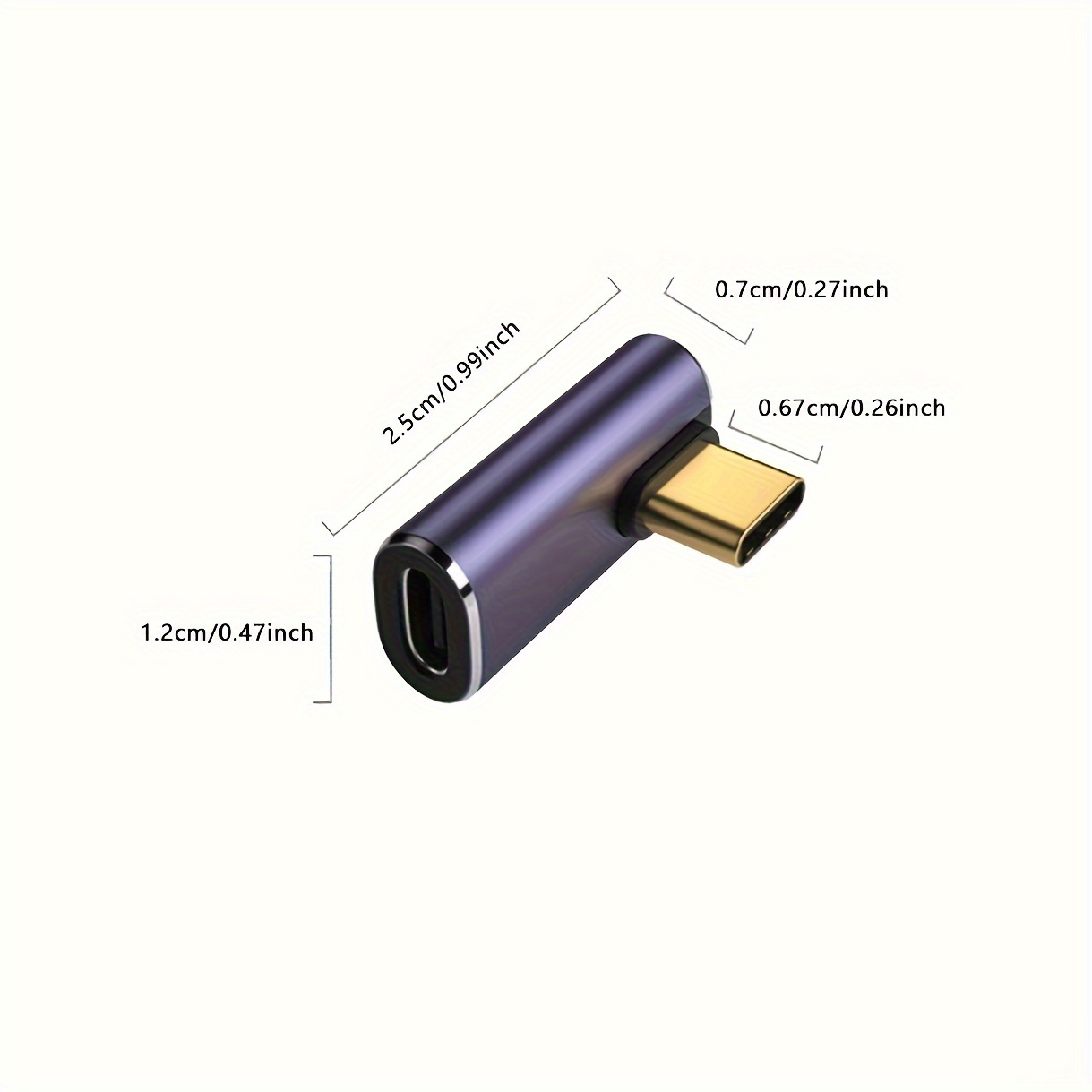 Wowssyo 90° Right Angle Usb-c Adapter, Supports Thunderbolt 3 Type-c Adapter: 40gbps Data Transfer, 100w Fast Charging, 8k@60hz Video Output For Laptops, Tablets & Phones