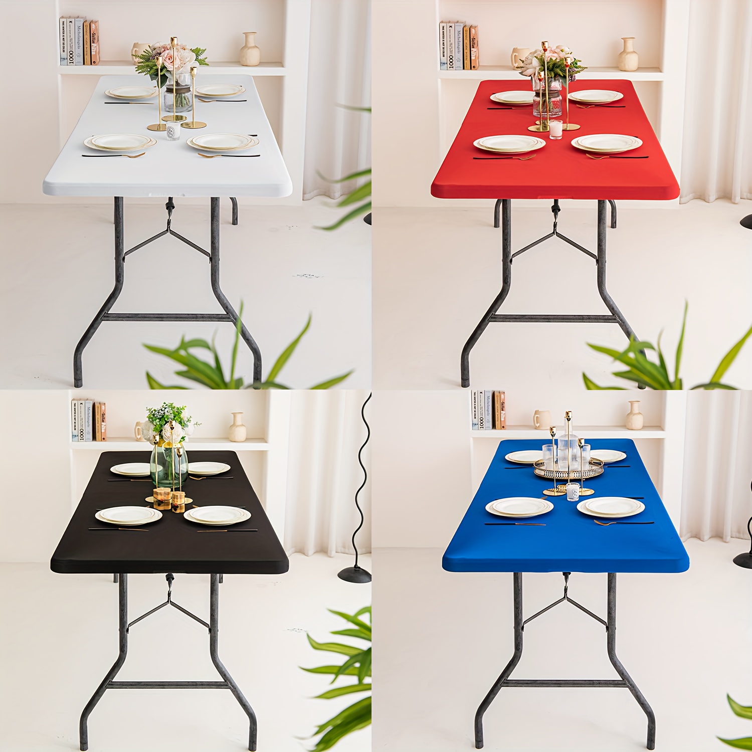 Mesa plegable de plástico de 8 pies, mesa plegable portátil resistente para  interiores y exteriores, mesa de fiesta de campamento plegable por la