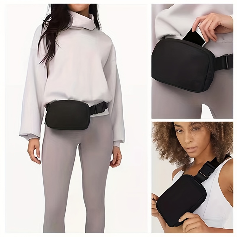 Black Unisex Mini Belt Bag with Adjustable Strap Small Fanny Pack for Workout Running Traveling Hiking, Holiday gifts