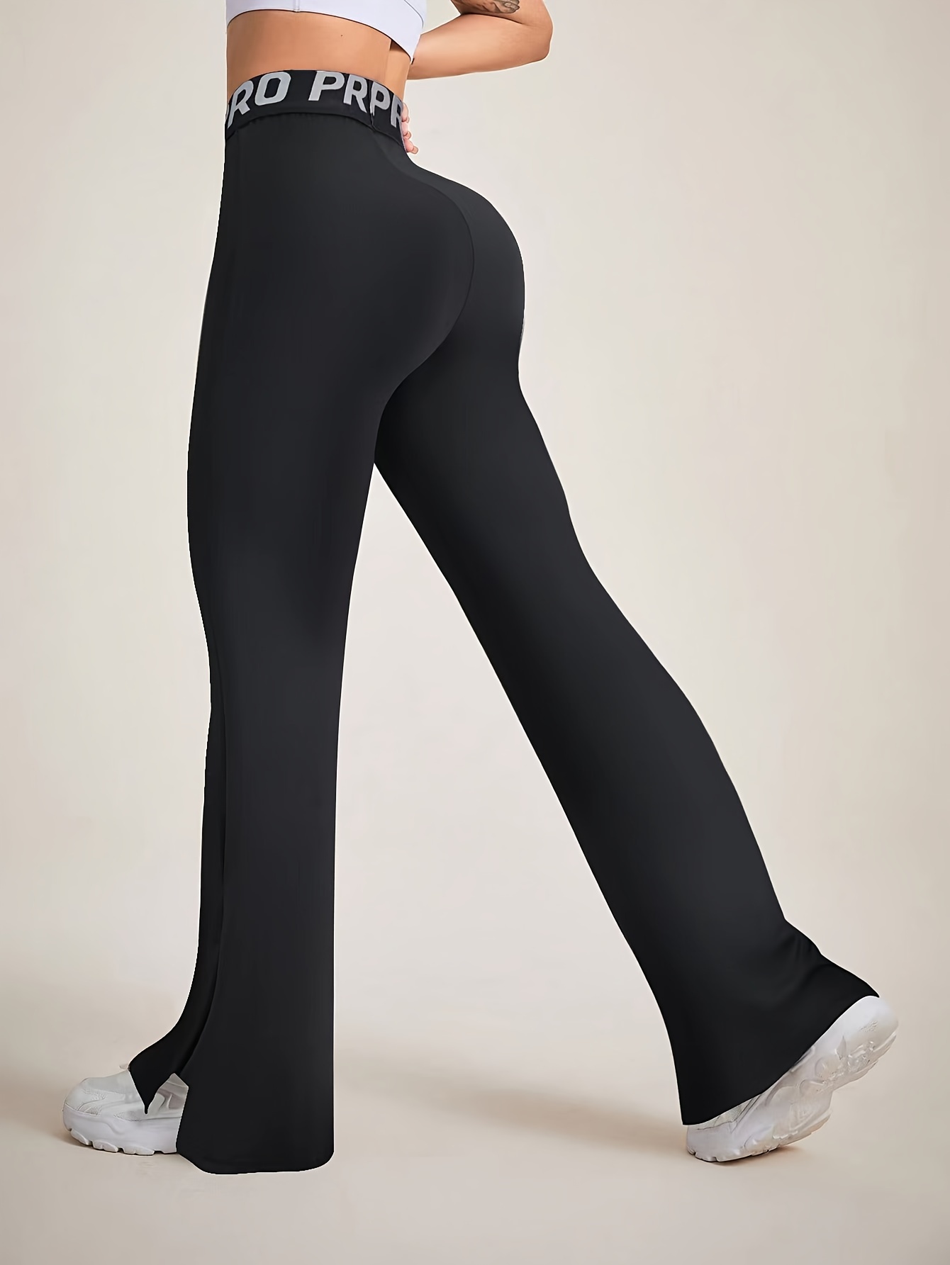 Front Slit Black Leggings Flare Bottom Leggings Split Hem Athletic Pants  Sustainable Activewear Sportswear Pants -  Canada