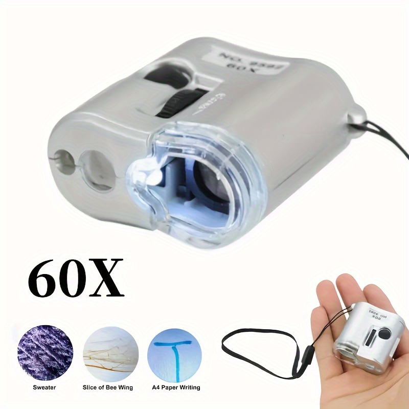 Currency Detecting Microscope 60x Mini Pocket LED Light Microscope Magnifier