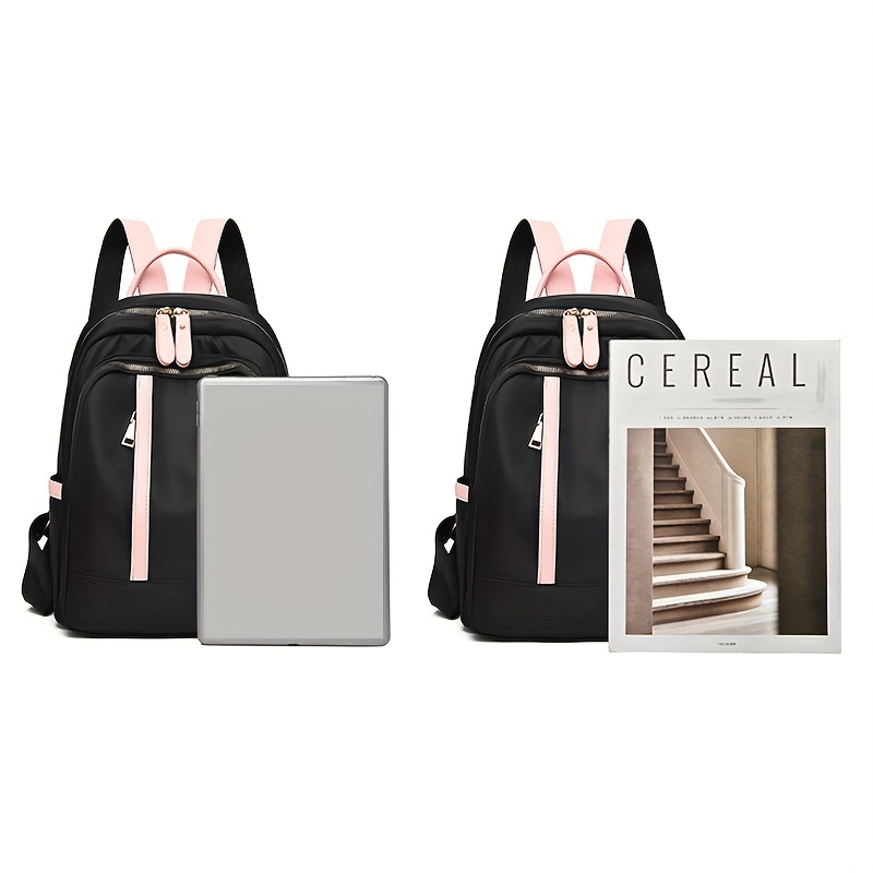 Colorblock Zipper Backpack School Bag Lightweight Travel Daypack