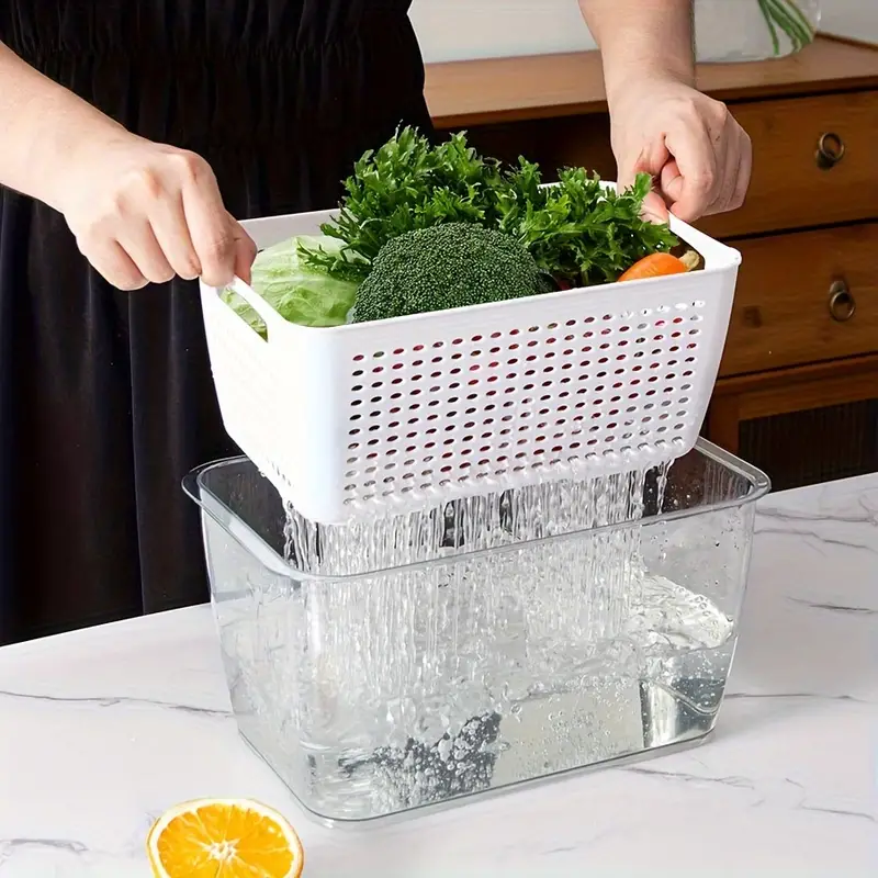 Food Storage Containers With Drain Basket For Fridge Organizer