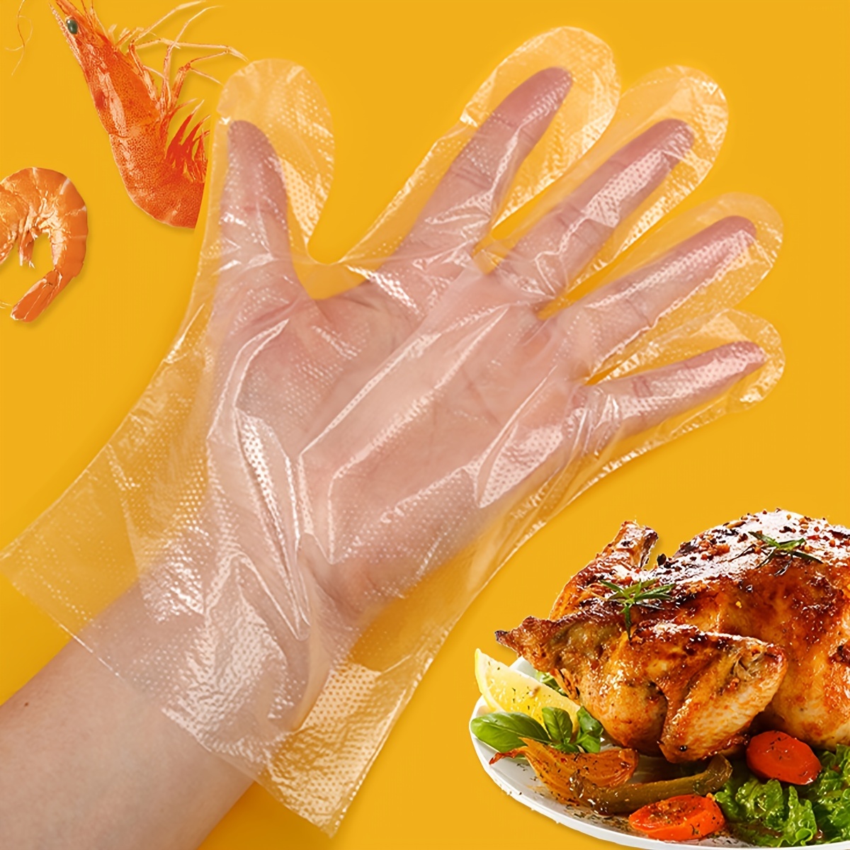 100pcs Disposable Plastic Gloves for Catering, Beauty, and Housework