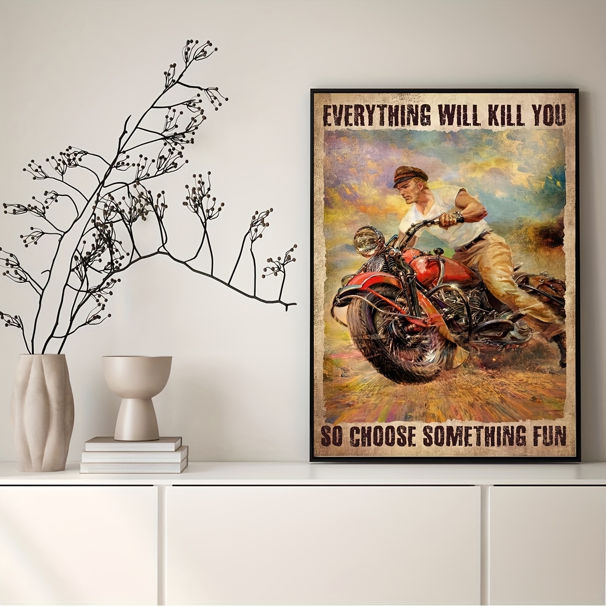 Póster de lienzo con nombre personalizado, póster de lienzo personalizado,  póster de lienzo de motocicleta cuando la vida te deprime recuerda que es  uno abajo, el resto está arriba -  México