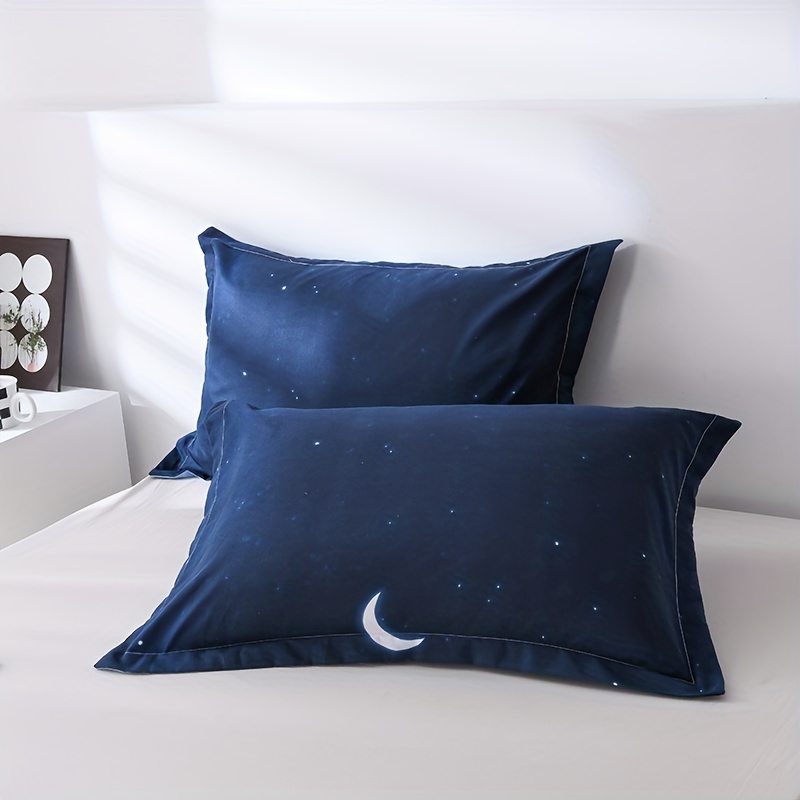 3pcs duvet cover set night sky moon print bedding set soft comfortable duvet cover for bedroom   1 duvet cover 2 pillowcase without core details 9