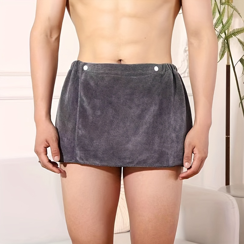 Men's Soft Wearable Bath Towel Solid Short Pants