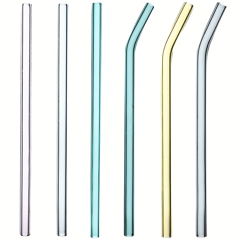 12-Pack Glass Straws, Reusable Glass Drinking Straws, 7.8 Inch Long,  Including 6 Straight And 6 Bent With 4 Cleaning Brush, Clear Glass Straws