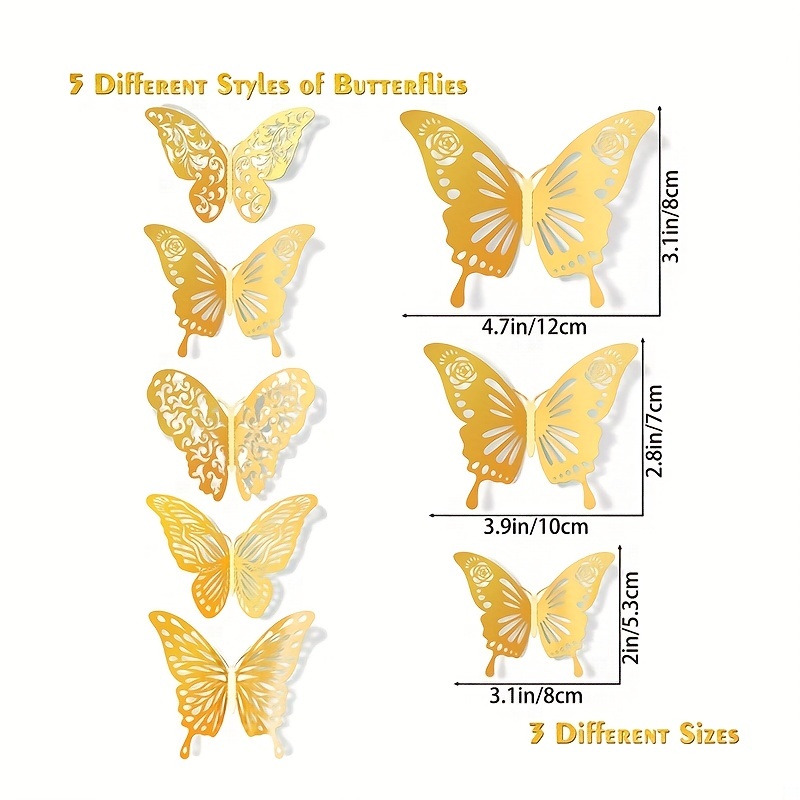 Hollow Butterfly Wall Decals 3d Butterflies Stickers Diy - Temu