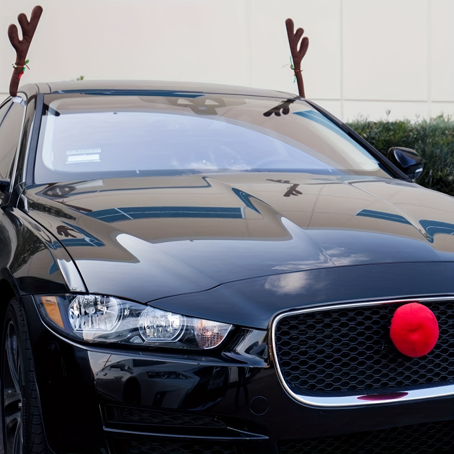 Car Reindeer Antlers Nose Christmas Decorations Car Window - Temu