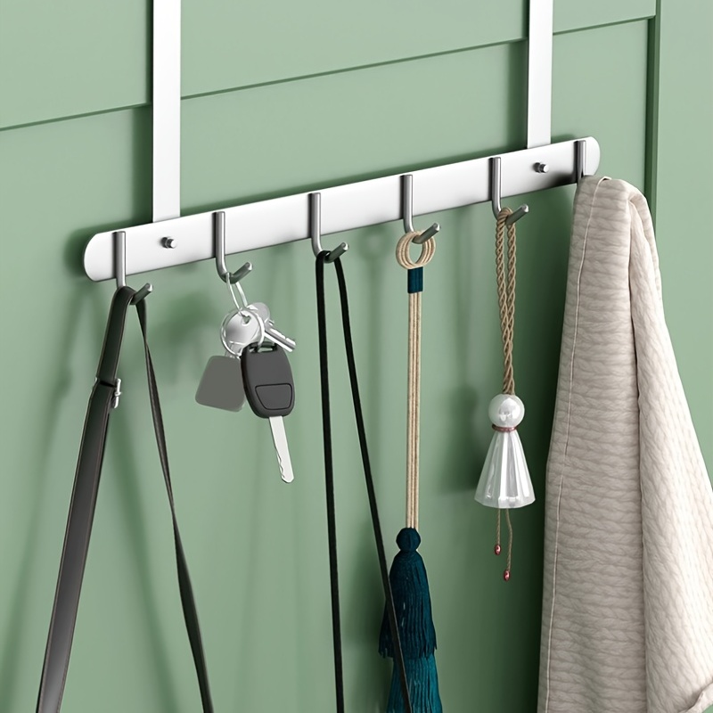 1pc Over The Door Hooks Hanger, Over The Door Towel Rack, With 6 Door Hooks  For Hanging, Door Hanger Hook Towel Hanger For Towels, Clothes, Back Of Ba