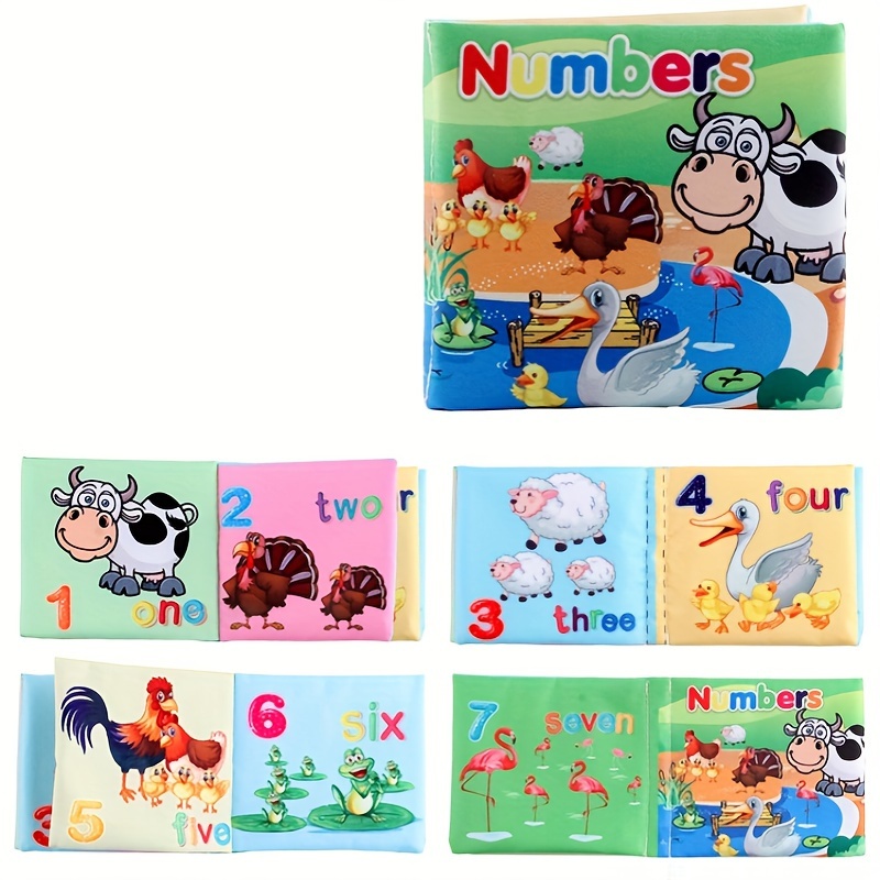 AMINFUN Libro de tela suave para bebé, libro de aprendizaje de tela  colorida (paquete de 4), sonido arrugado para tocar y sentir, juguete  educativo