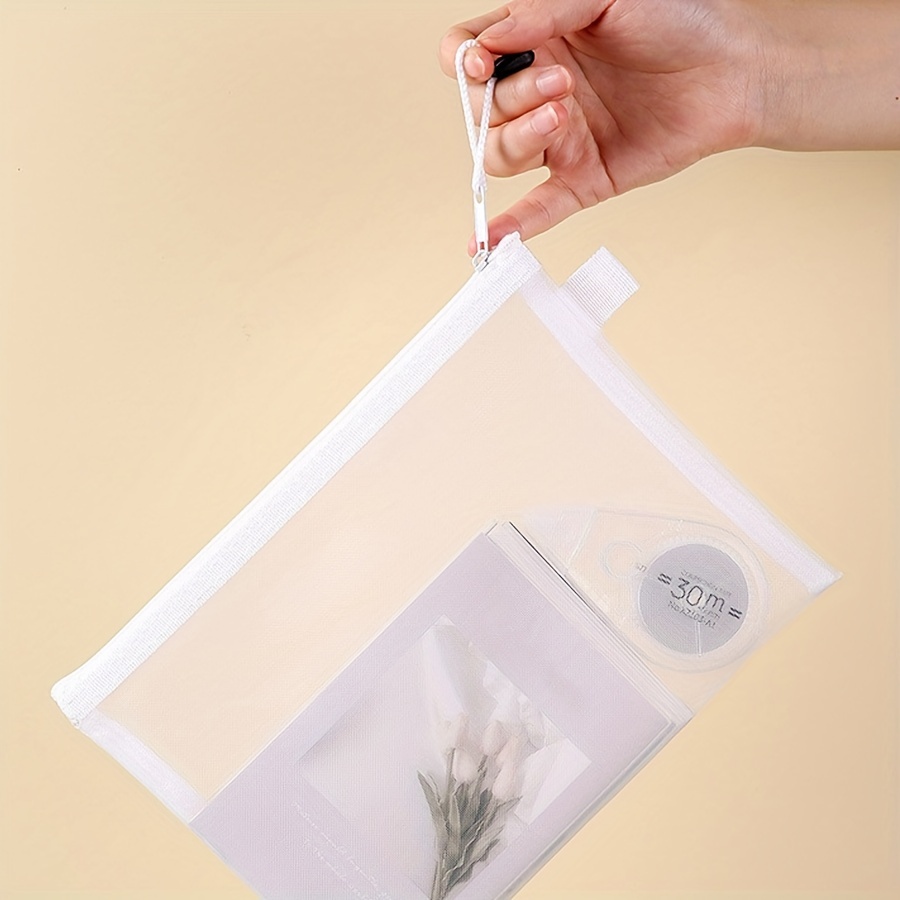 5pcs Büromesh-Dokumententasche Nylon Atmungsaktive Daten Tasche  Transparente Stifttasche Ordner Puzzle Aufbewahrungstasche Große Kapazität 