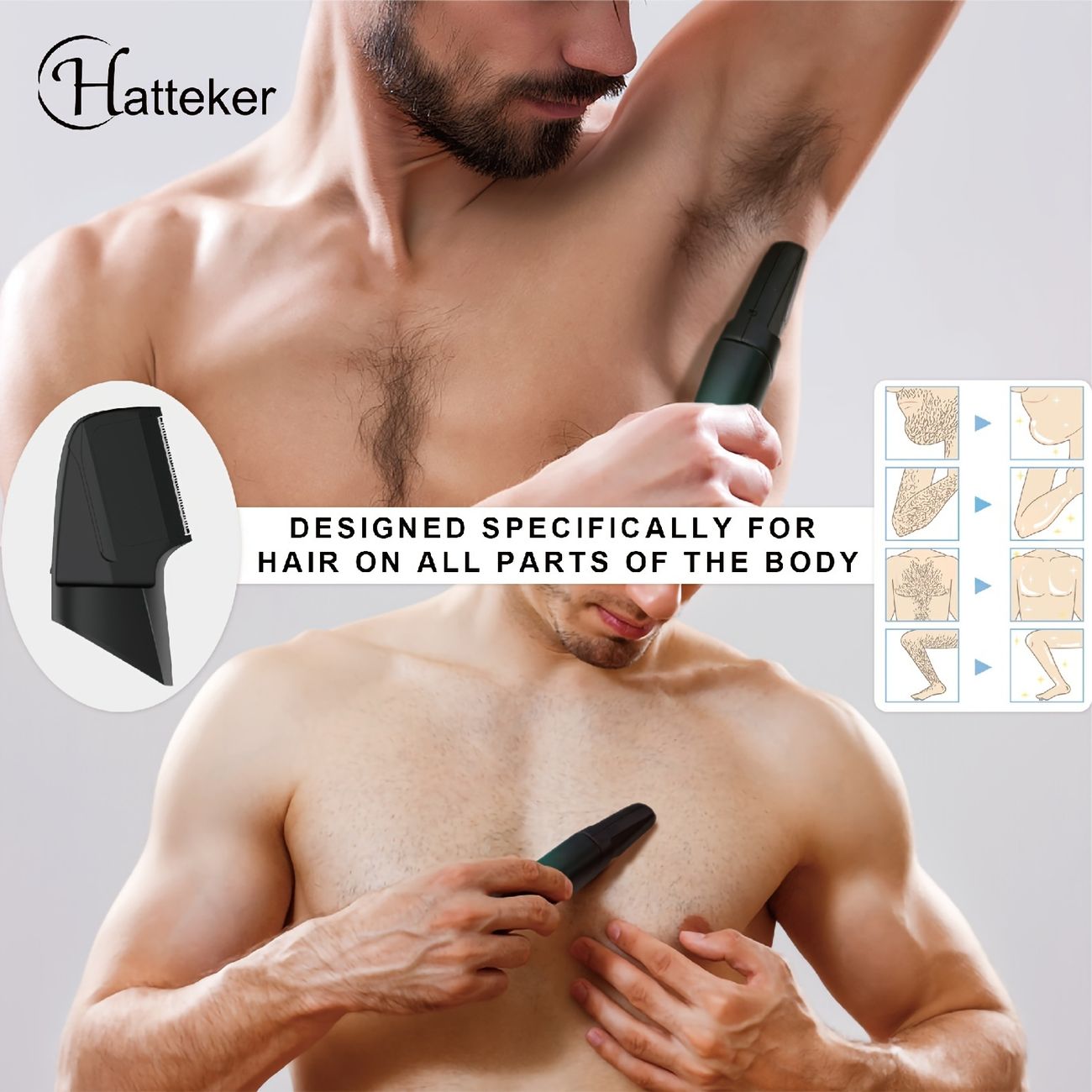 Hatteker Body Hair Trimmer And Groomer For Men Electric Shaver Beard Trimmer  Nose Ear Hair Trimmer Clipper Wet Dry Waterproof 4 In 1 - Appliances - Temu  Canada