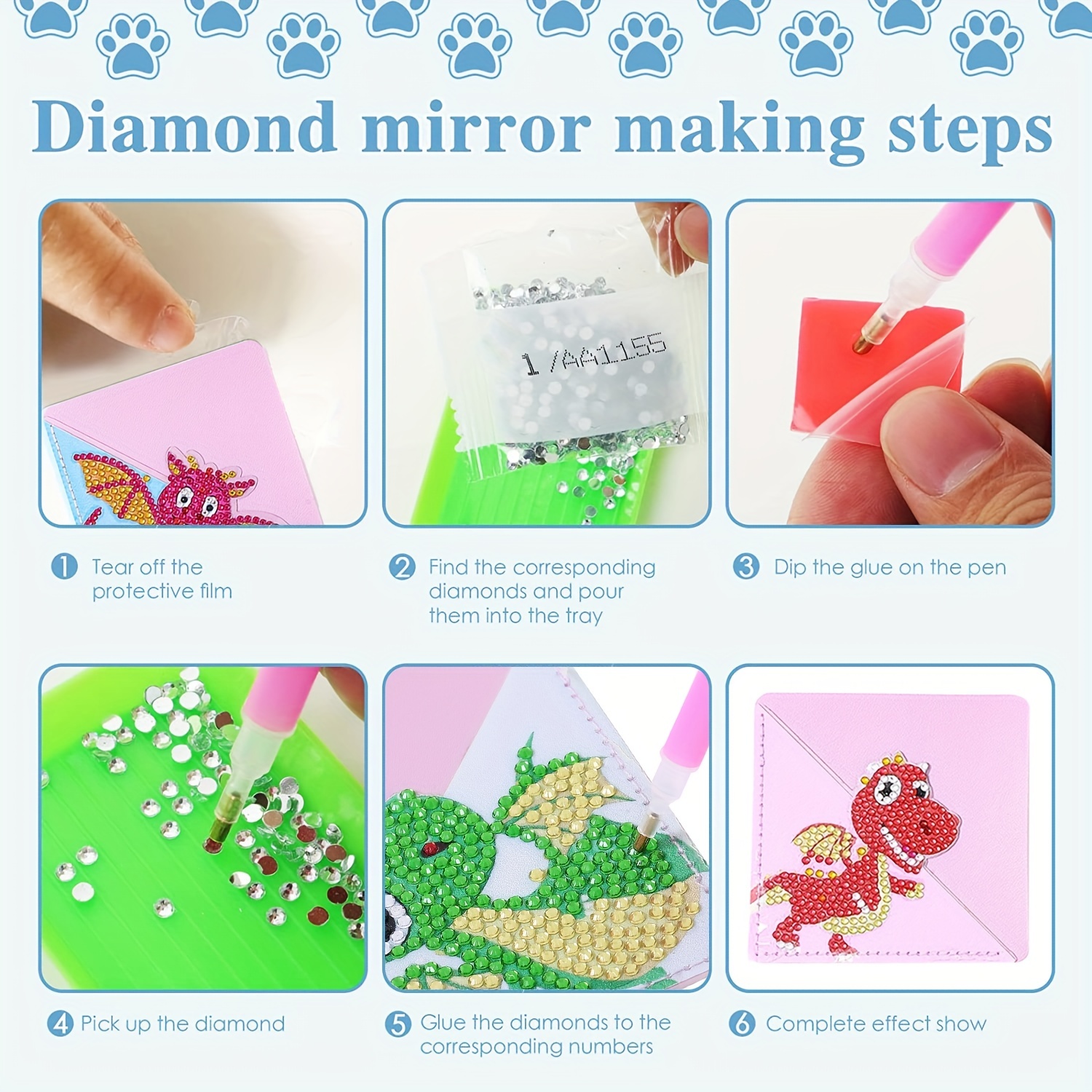 5d Artificial Diamond Painting Corner Bookmarks Kit Animal - Temu