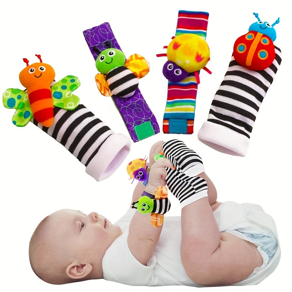 2pcs Calcetines de Sonajero para Bebé Juguetes 3-6 a 12 Meses Niña Niño  Juguete de Aprendizaje