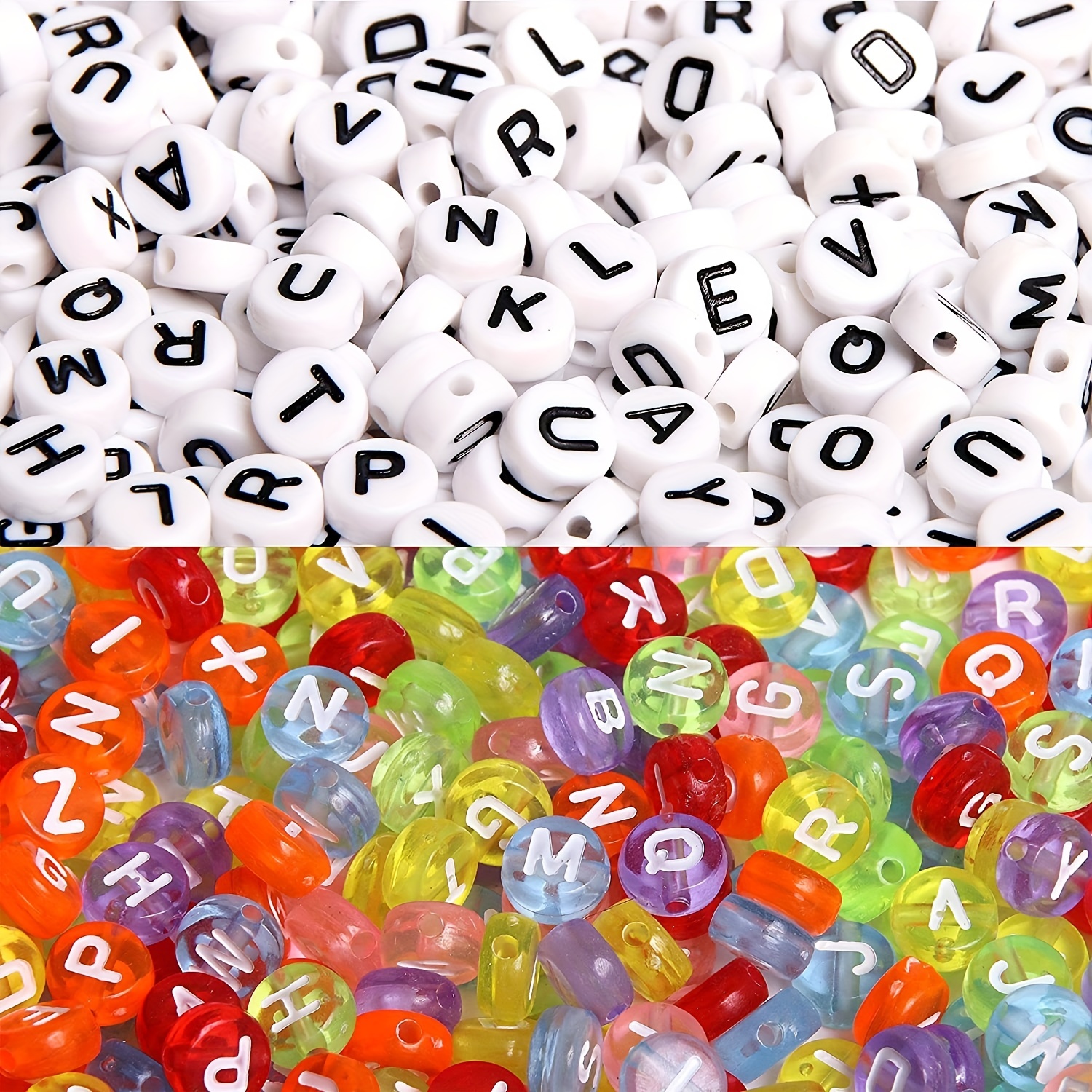 1400pcs Colorful Letter Beads For Jewelry Making, 28 Style Round A-Z  Alphabet Acrylic Beads Kits Heart Beads For Bracelets Making (4 * 7mm)