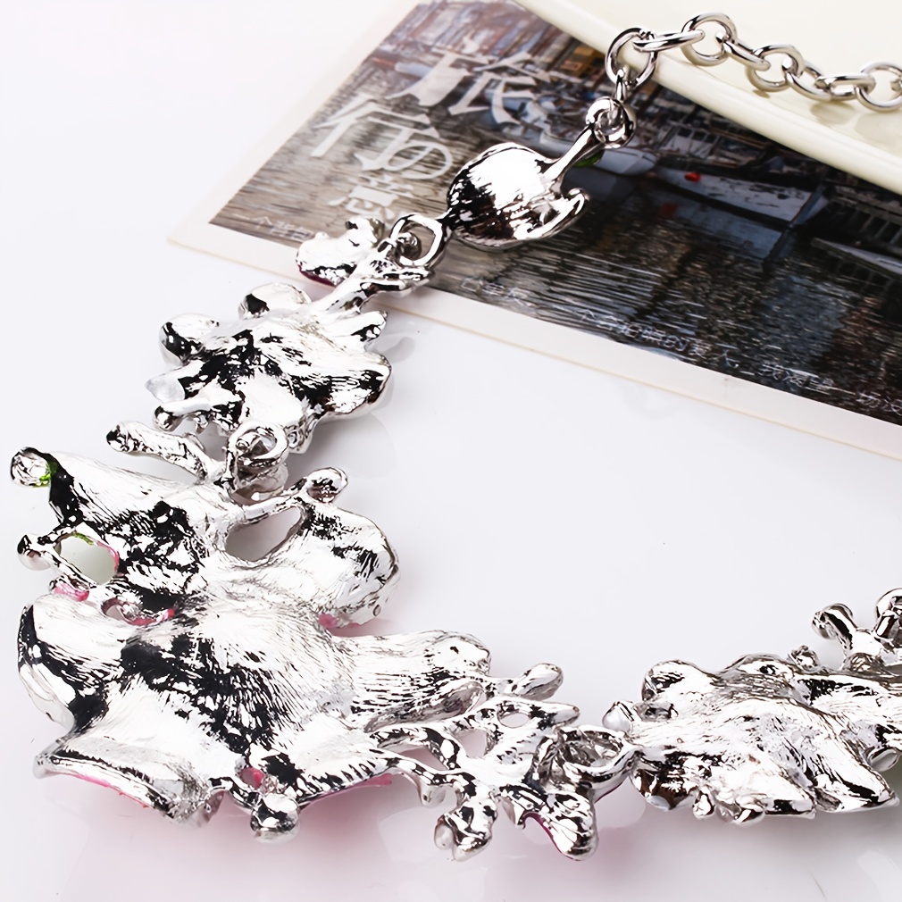 Fashionable Sweet Chain Set Flower Embedding Necklace Earring