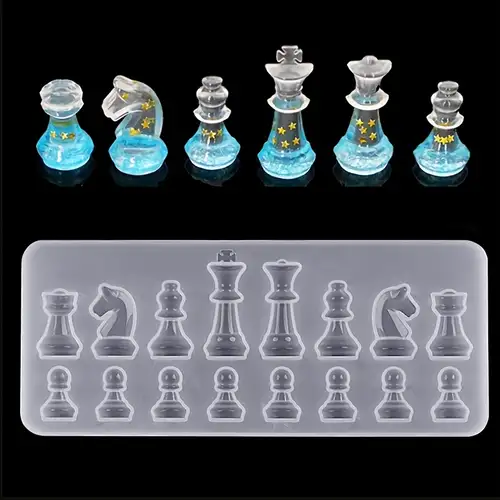 6pcs DIY Chess Pieces Mold Silicone Chess Pieces Mold DIY Desktop Decor Mold  