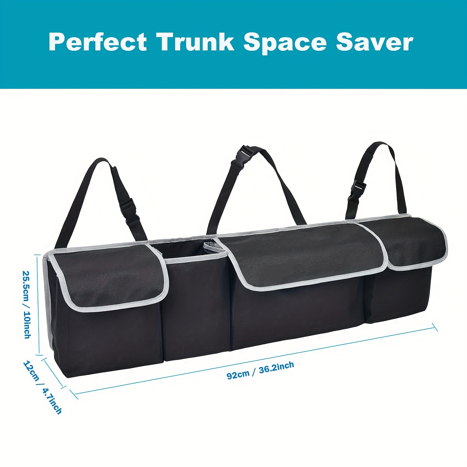 Car Trunk Organizer Storage Bag - Super Capacity Car Backseat Hanging  Organizer for SUV, MPV, Van, Car Trunk Tidy Cargo Storage Bag Collapsible  with 8