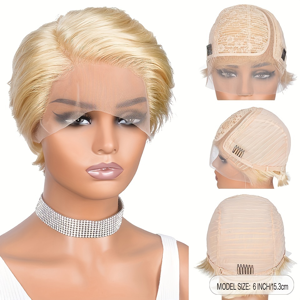 Sleek and Stylish 13x1 Lace Front Human Hair Pixie Cut Wig with T Part -  Perfect for Short Hair Styles and Side Parting