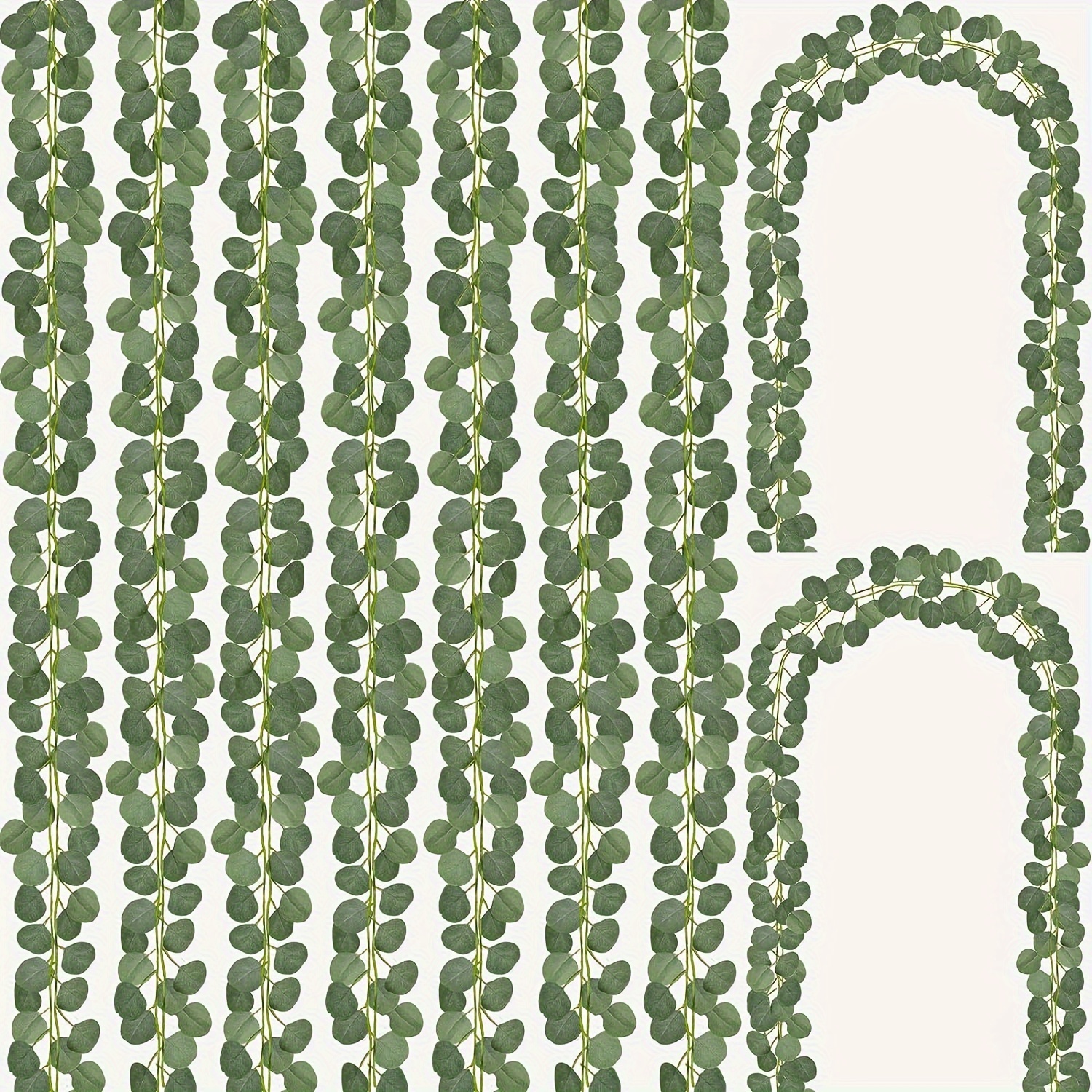 6 Pack Faux Eucalyptus Garland, Artificial Greenery Garland Faux Eucalyptus Leaves Table Garland Vines For Wedding Backdrop Fireplace Arch Door Wall Room Decor, Spring Summer 's Day Decor